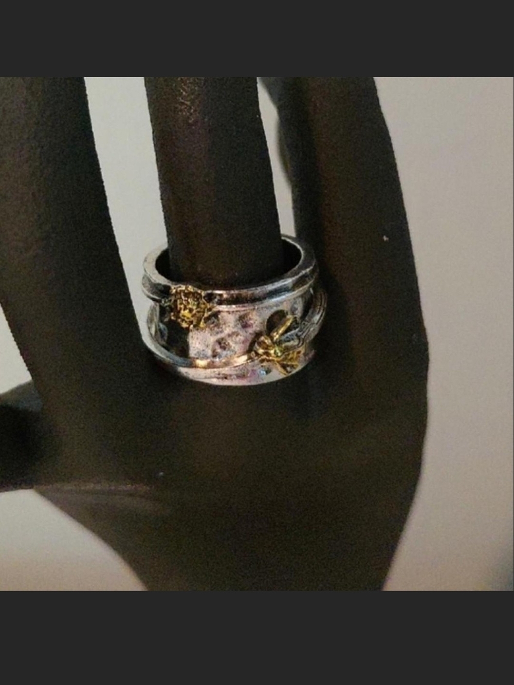 Source Unknown Silver and Gold Bee Wrap Ring